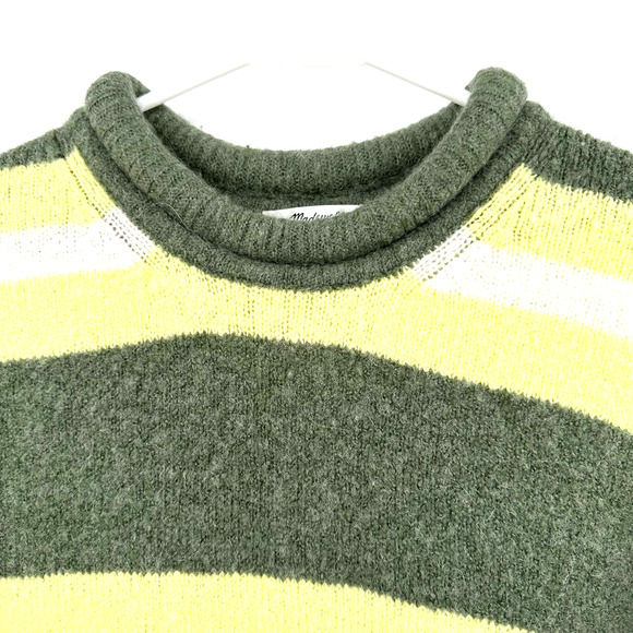 Madewell size Medium striped fulton pullover sweater yellow green - Picture 3 of 5